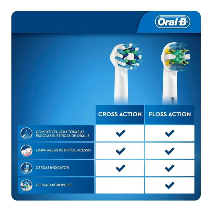 Refil Escova Elétrica Oral-b Cross Action Com 4 Unidades | Escovas de Dentes