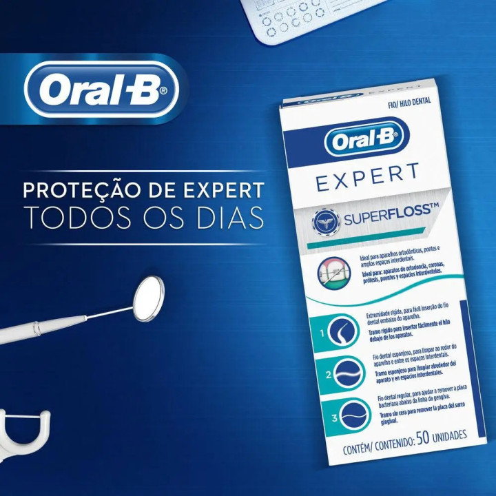 Kit Com 3 Unds Fio Dental Oral-b Super Floss C/ 50 Unidades