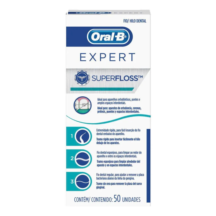 Kit Com 3 Unds Fio Dental Oral-b Super Floss C/ 50 Unidades