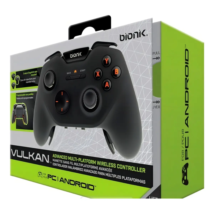 Controle Joystick Sem Fio Bionik Vulkan Preto Bluetooth Para Computador E Android | Gamepads