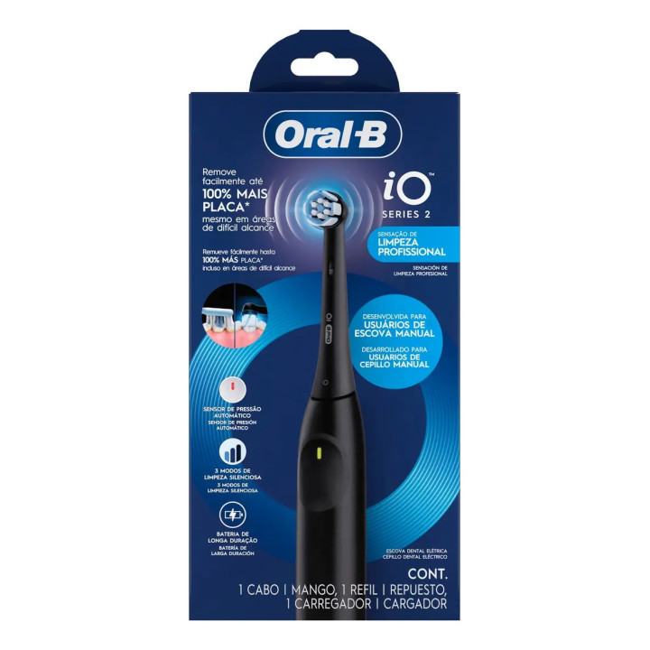 Escova De Dente Elétrica Oral-b Io2, 1 Cabo + 1 Refil + Carregador | Escovas Elétricas