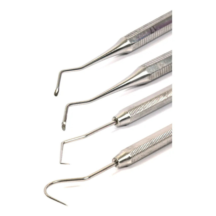 Kit Clínico Odontológico Profissional Prata Golgran 4 Peças Prata | Kits de Instrumentos