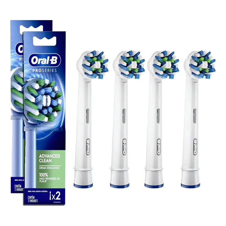 Refil Escova Dente Elétrica Oral-b Cross Action - 4 Unidades Verde | Escovas de Dentes
