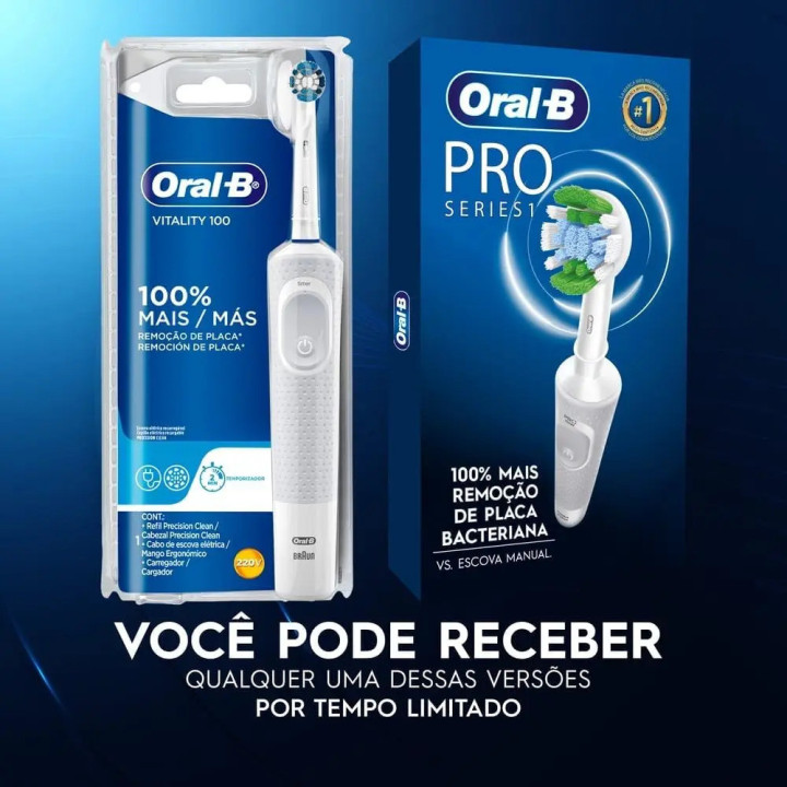 Escova Dental Elétrica Precision Clean Oral-b Vitality Pro Series 1| Escovas Elétricas