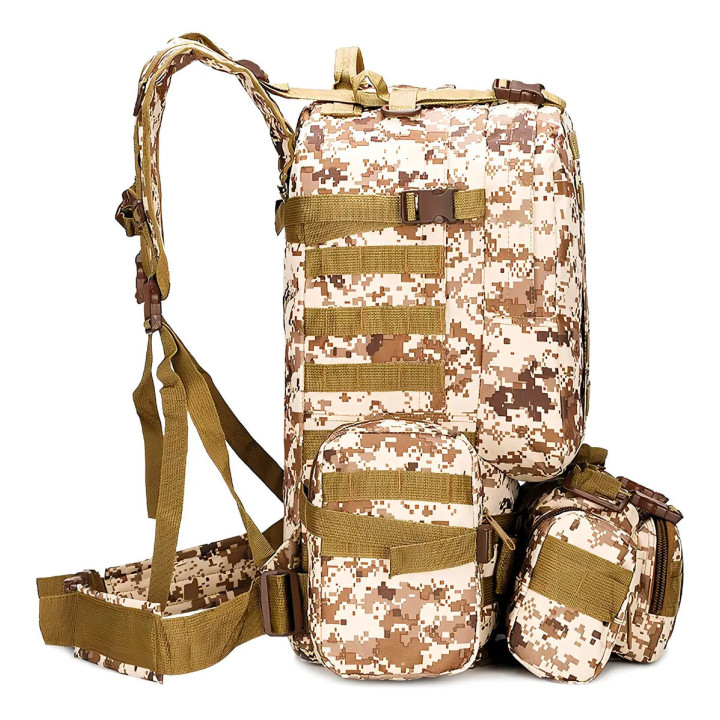 Mochila Tática 55l Bege Camuflada Echolife Passeio Camuflado | Mochilas