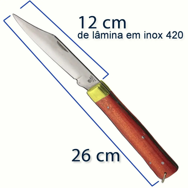 Canivete Churrasqueiro, Aço Inox, Cabo De Madeira E Bainha | Trevo, o original! | Facas e Canivetes