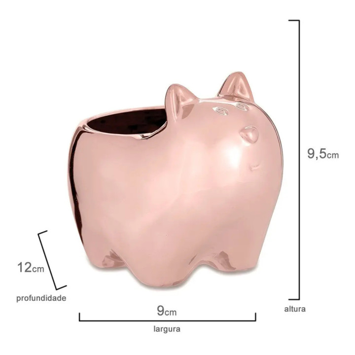 08613 Cachepot Gato Rose Gold Em Ceramica - Mart Collection Rose | Vasos Decorativos