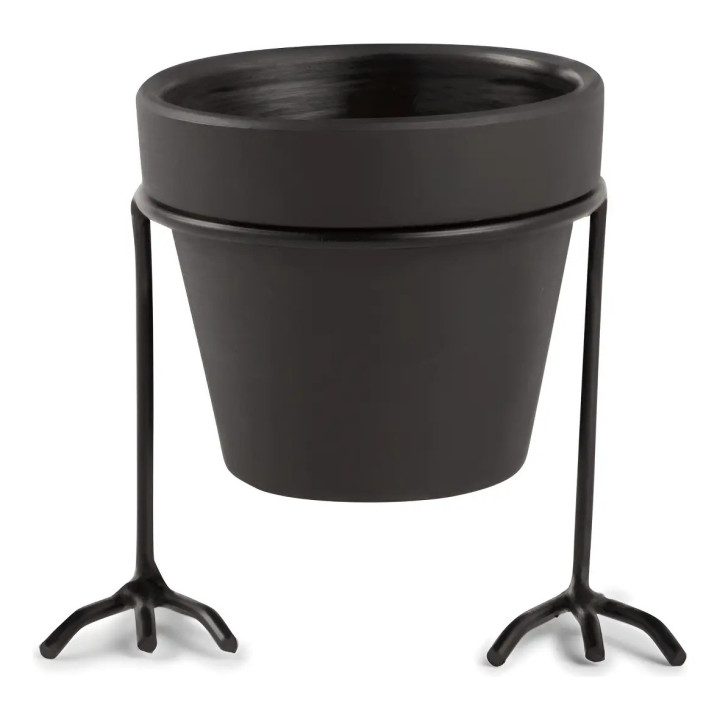 11874 Cachepot Em Cimento Com Suporte Metal Mart Collection Preto | Estatuetas