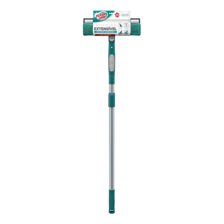 Limpa Vidros Microfibra Com Cabo Extensível 180º Flash Limp Cor Verde Verde E Cinza | Mop