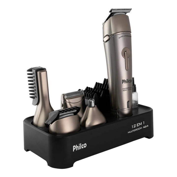 Aparador De Pelos Philco Multi Groom Aqua 12 Em 1 Pap03 Bivolt Preto 127/220v | Máquinas de Cortar Cabelo